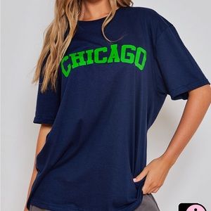 NWT Navy Chicago Graphic Oversized T Shirt